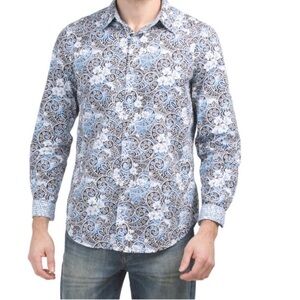 Robert Graham Tower Blue Button Up Shirt Mens Size XL